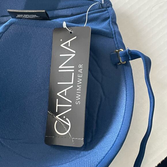 Catalina Womens Size Medium Twist Front One Piece Bathing Swimsuit Navy Blue - Picture 5 of 5